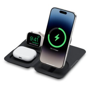 stación de carga inalámbrica 3 en 1, estación de carga de escritorio rápida mejorada 2025 para iPhone 16 15 14 13 12 Pro Max Plus, soporte de cargador para Apple Watch 10 9 8 7 6 5 4 3 2 SE, Airpods